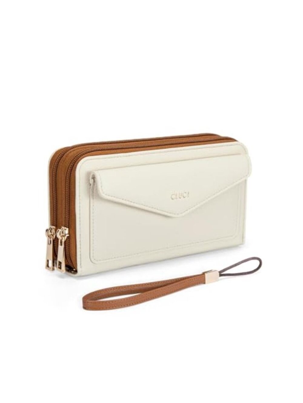 Womens RFID Wristlet Wallet Double Zipper Clutch Card Holder Phone Wallet